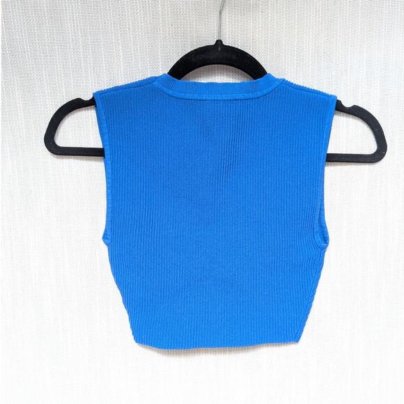 Aritzia Babaton Blue Sculpt Knit Rib Cropped Tank Top, Size XS - Picture 2 of 6